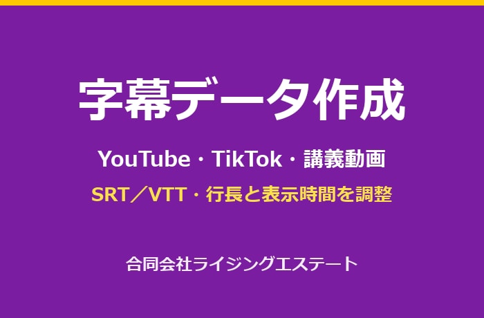 動画の字幕データを作成します SRT・VTT対応。行長と表示時間を整えて納品 イメージ1