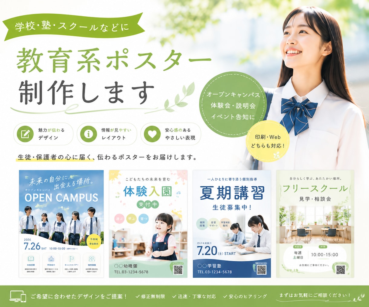 教育系サービスの印刷用ポスター制作します スクール、塾、習い事などのポスターはお任せください！ イメージ1