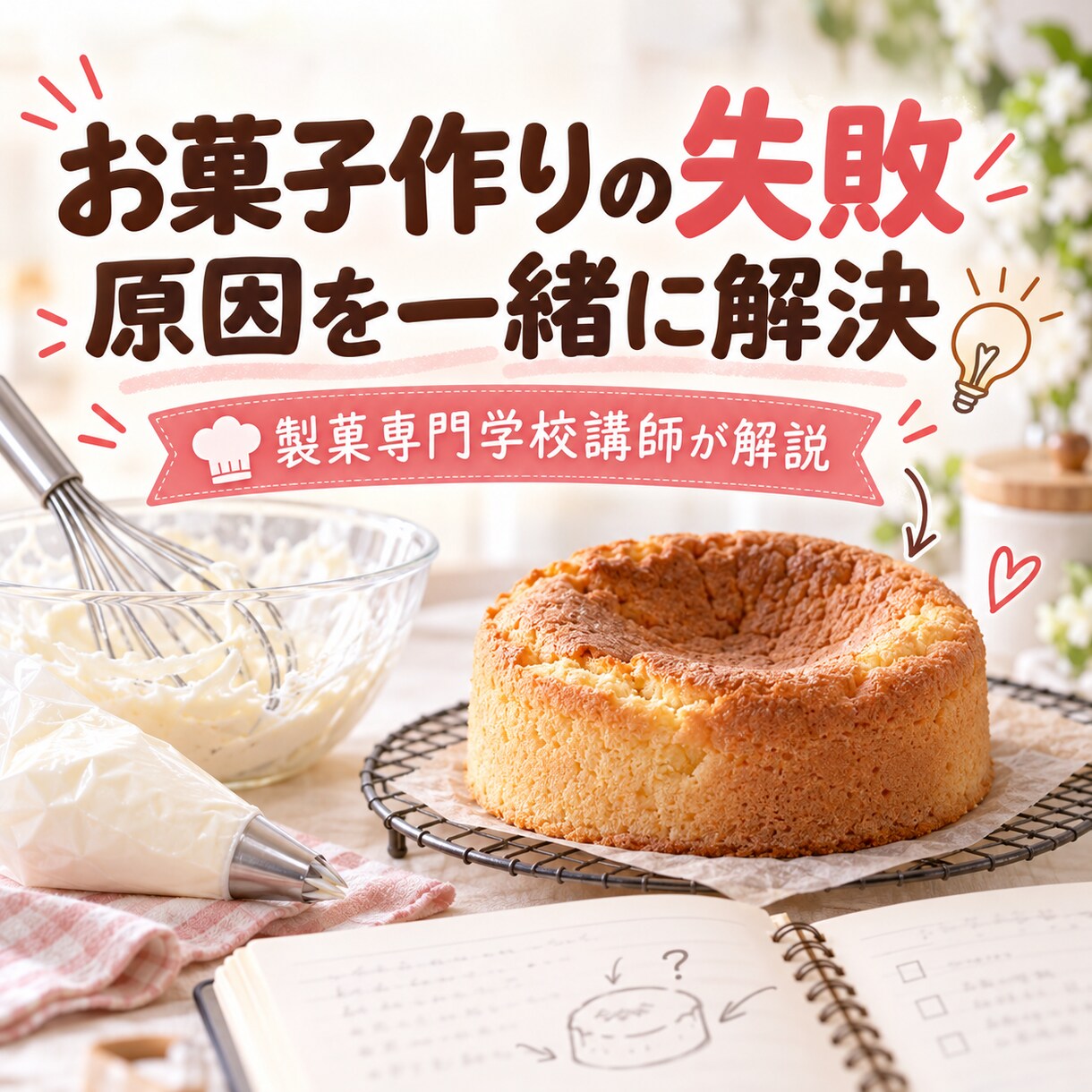 製菓の先生がお菓子作りの失敗原因を一緒に考えます 初心者歓迎｜写真とレシピから失敗原因をやさしく解説 イメージ1
