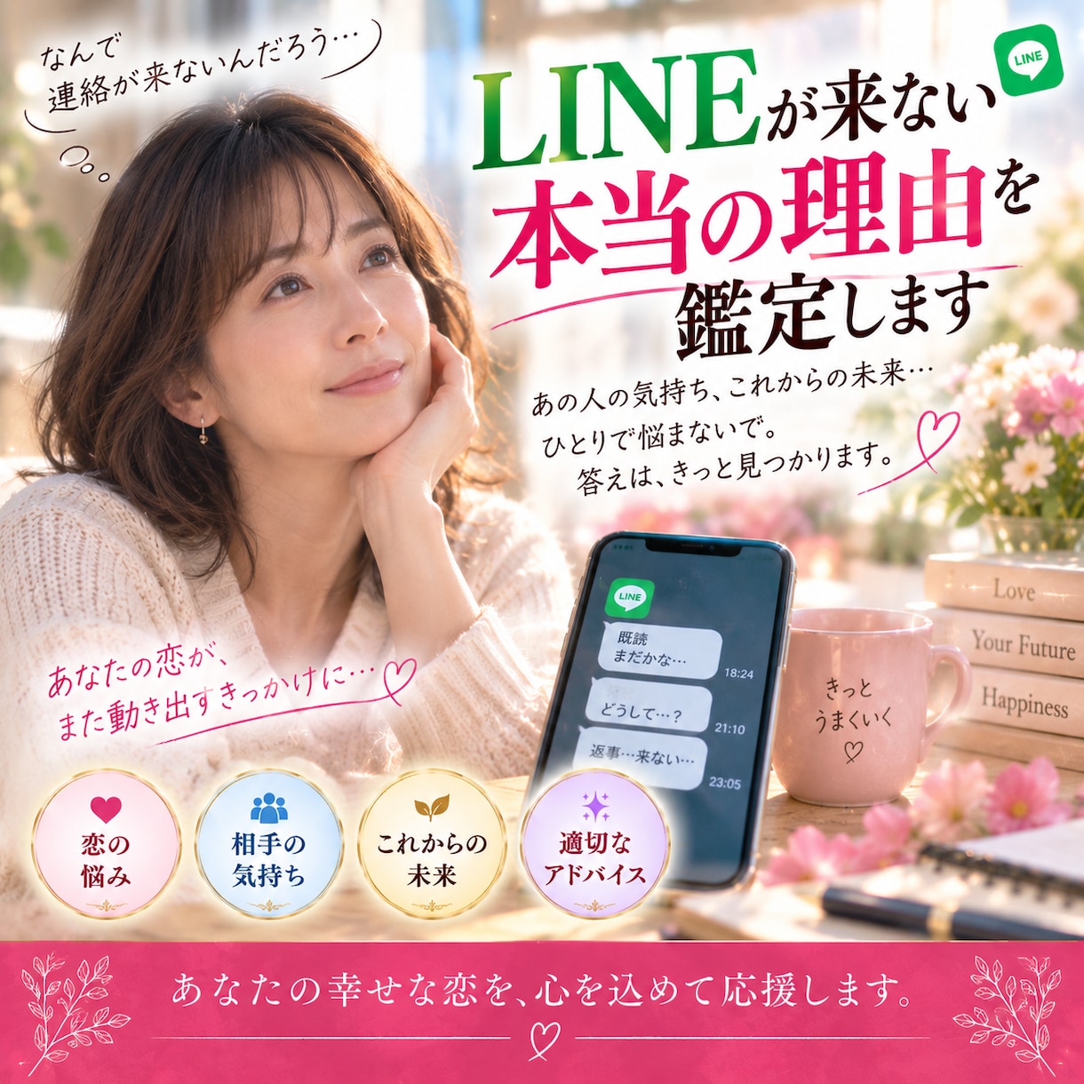 LINEが来ない理由とあの人の本音を鑑定します 「既読・未読のまま…連絡が来ない相手の本音を読み解きます」 イメージ2
