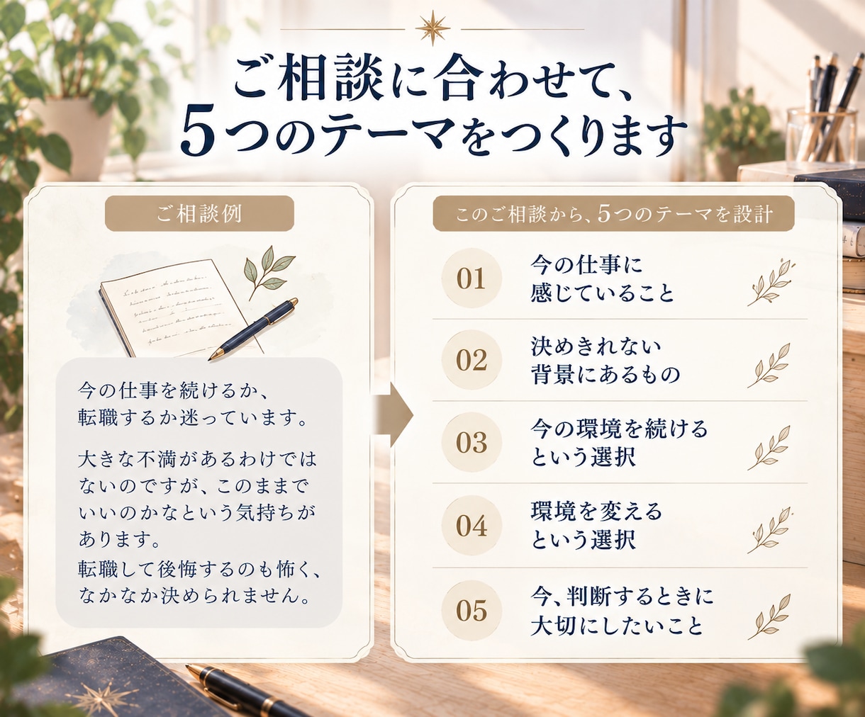 お悩みに合わせた5枚のタロット鑑定をします 迷ったとき、カードからもうひとつの視点をお届けします イメージ4