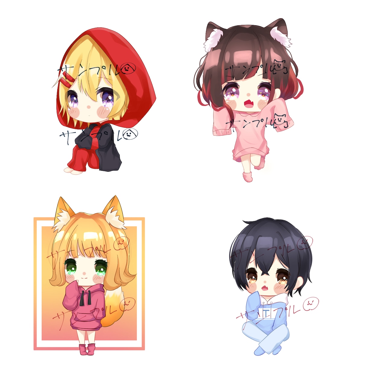 可愛らしいアイコンイラスト描きます キャラクターにお好きな着ぐるみやパーカーをお着せします！ イメージ5
