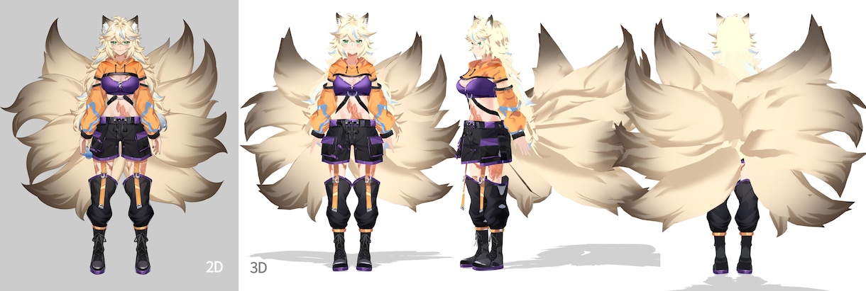 Vtuber向けオリジナル3Dモデル制作を承ります 立ち絵を高品質3Dモデル化！VRM・MMD・VRChat対応 イメージ5