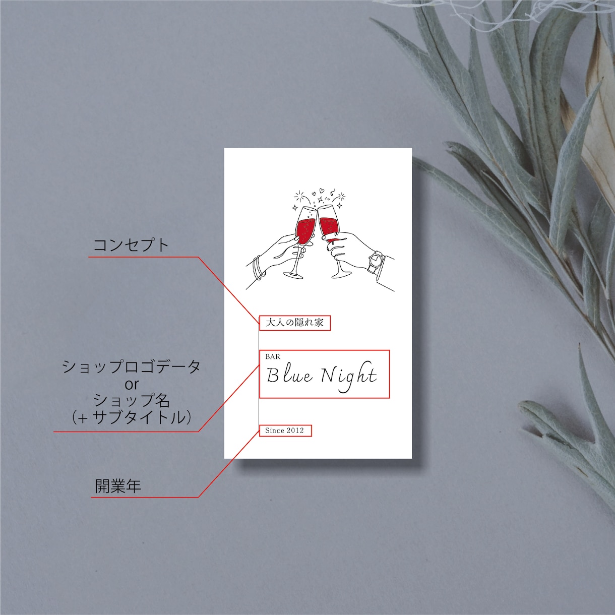 100枚込！セミオーダーでショップカード作成します ★飲食系★簡単オーダー 両面印刷 送料込みでお届け！ イメージ2