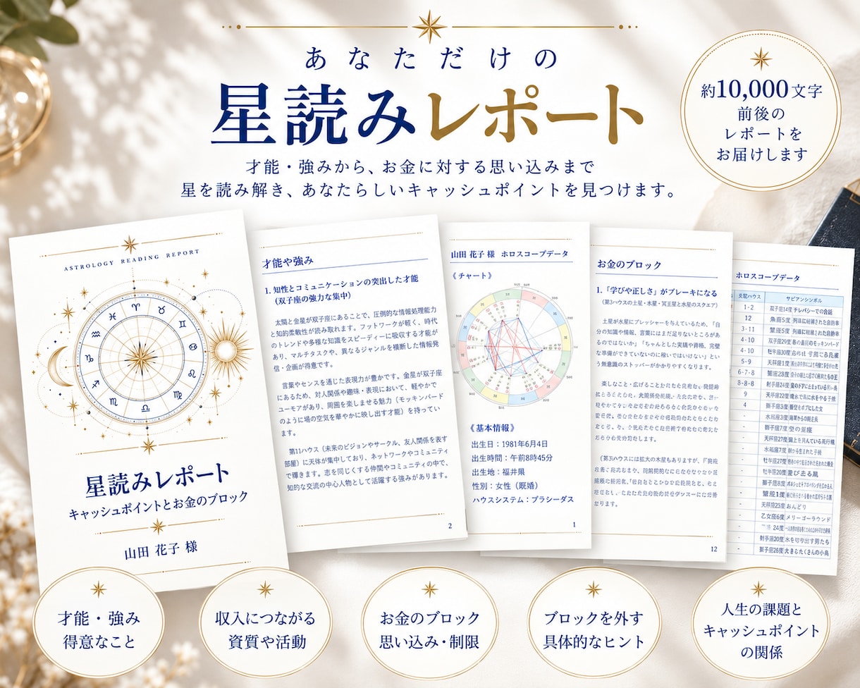 ホロスコープであなたの【稼ぐ力】読み解きます 自分のキャッシュポイント・お金のブロックを知りたい方へ イメージ2