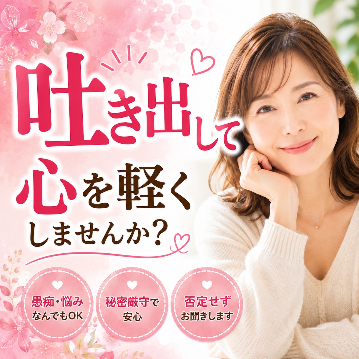 吐き出してスッキリ♡自己肯定感⤴︎お話聞きます あなたの想いを吐き出して心を軽くし心の整理のお手伝い イメージ1
