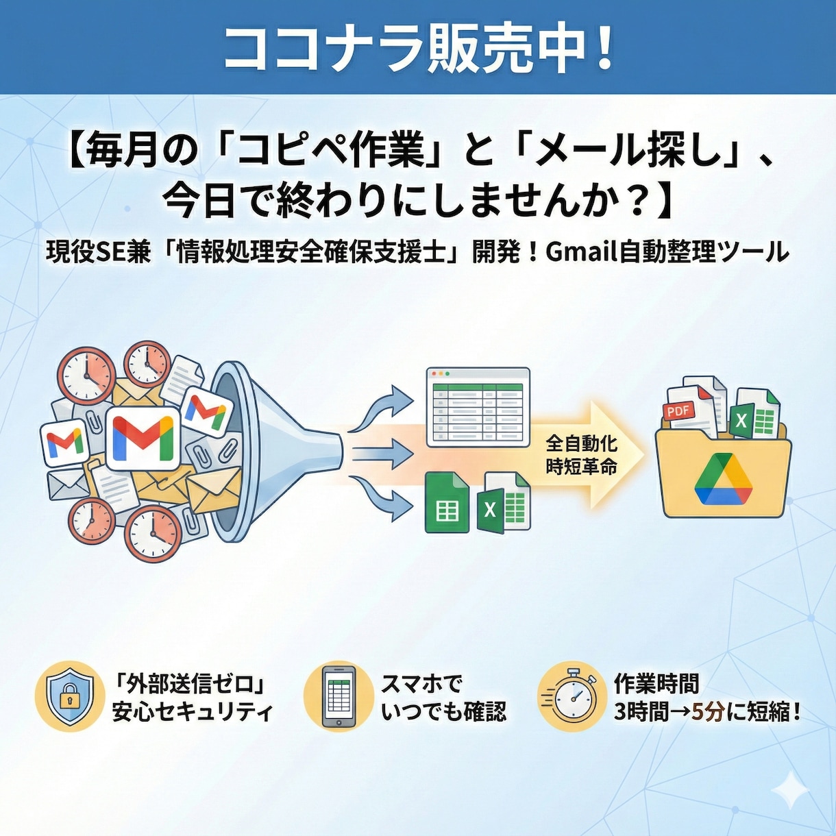 国家資格者監修のGmail自動化ツールを提供します 納品後すぐ使えるマニュアル付。セキュリティ専門家の設計で安心 イメージ1