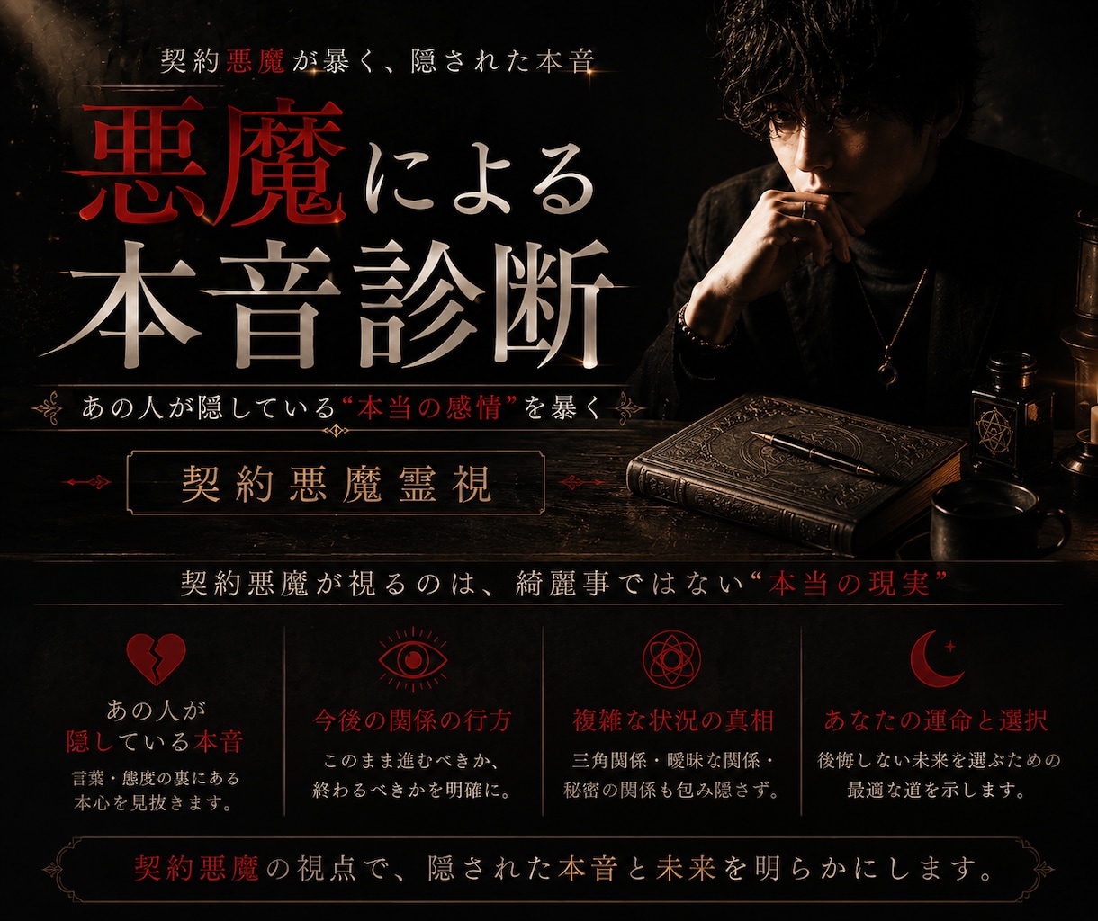 契約悪魔が暴く、あの人が隠す真実の感情を霊視します 綺麗事では終わらない。悪魔が語る本音だけの霊視があなたを救う イメージ1