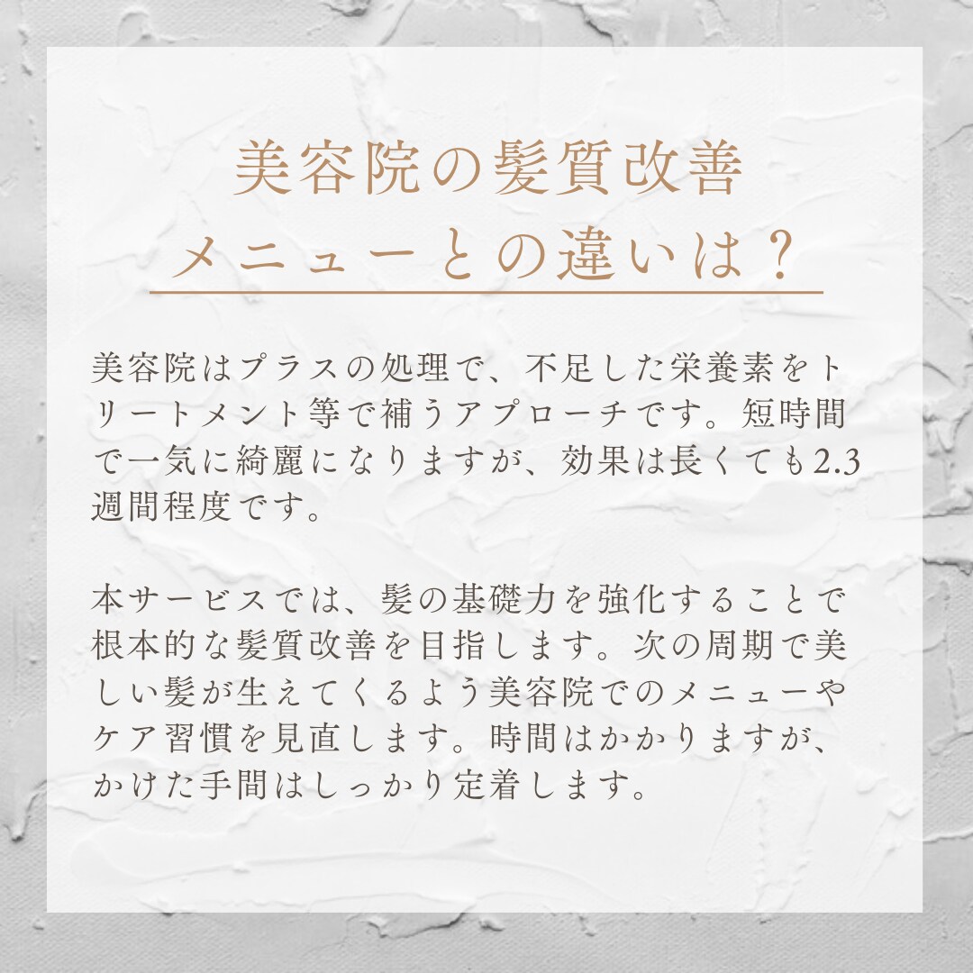 先着5名限定♪あなた専用髪改善プランをお作りします 目指す髪質に向けて、美容院と家でのケアを通しでご提案します イメージ9