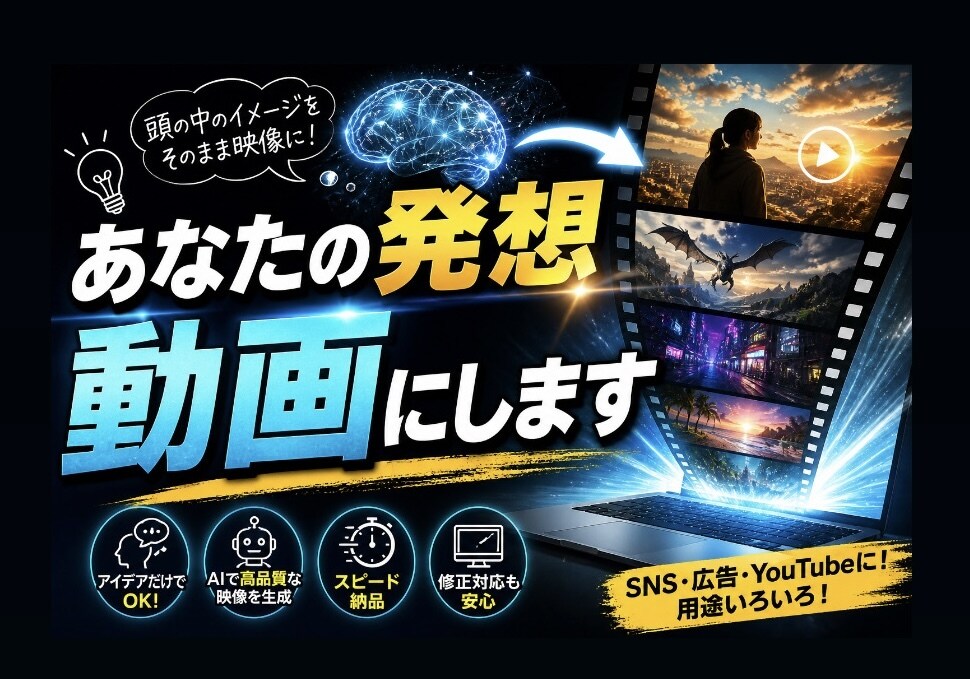 あなたの発想・文字をAI動画化します ワンシーン10秒の動画を繋げて2分以内の動画を作成！ イメージ1