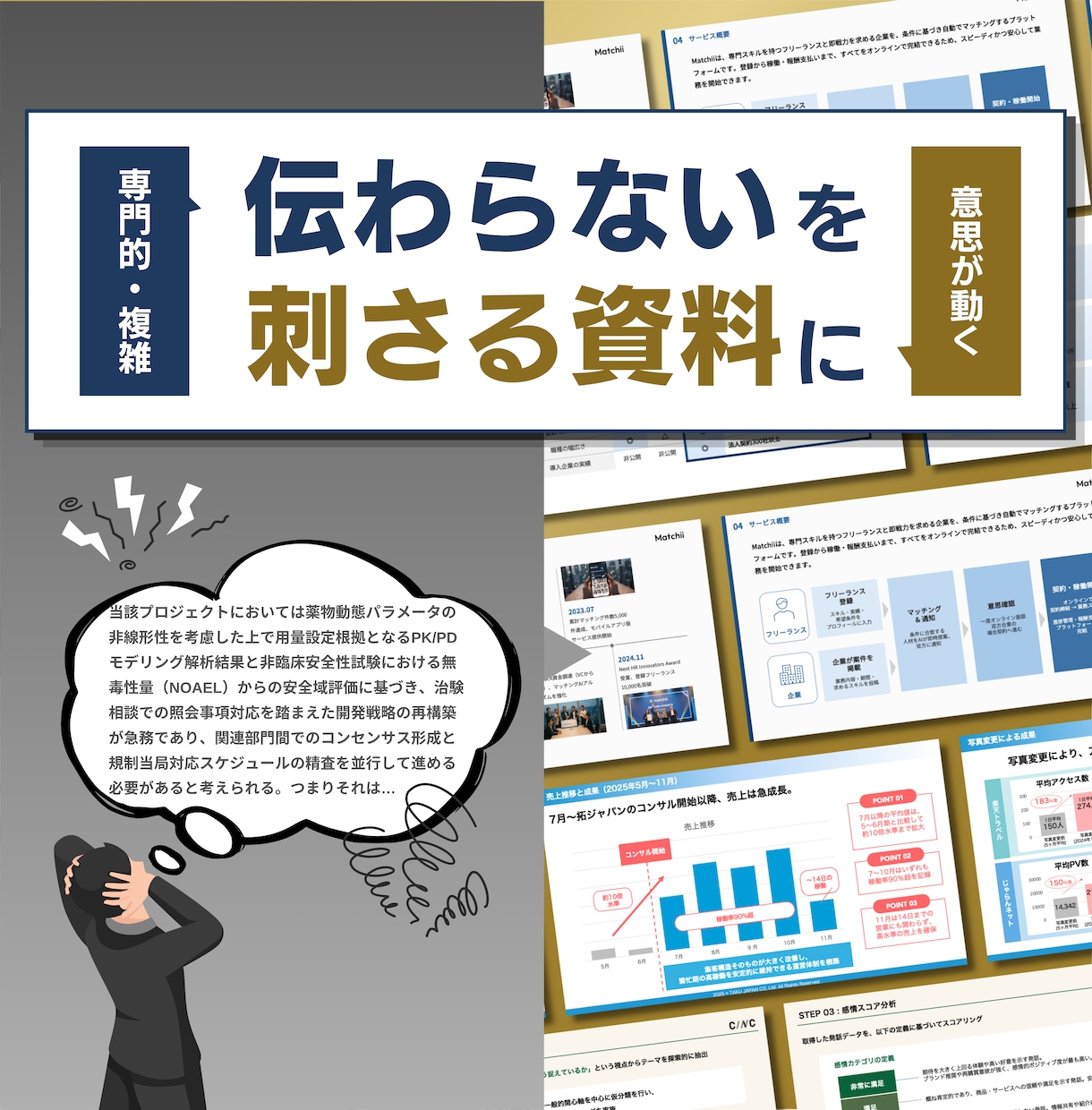 toB・専門職向け｜意思決定者を動かす資料作ります 元外資製薬研究職が「伝わらない」を「刺さる資料」に変換 イメージ1