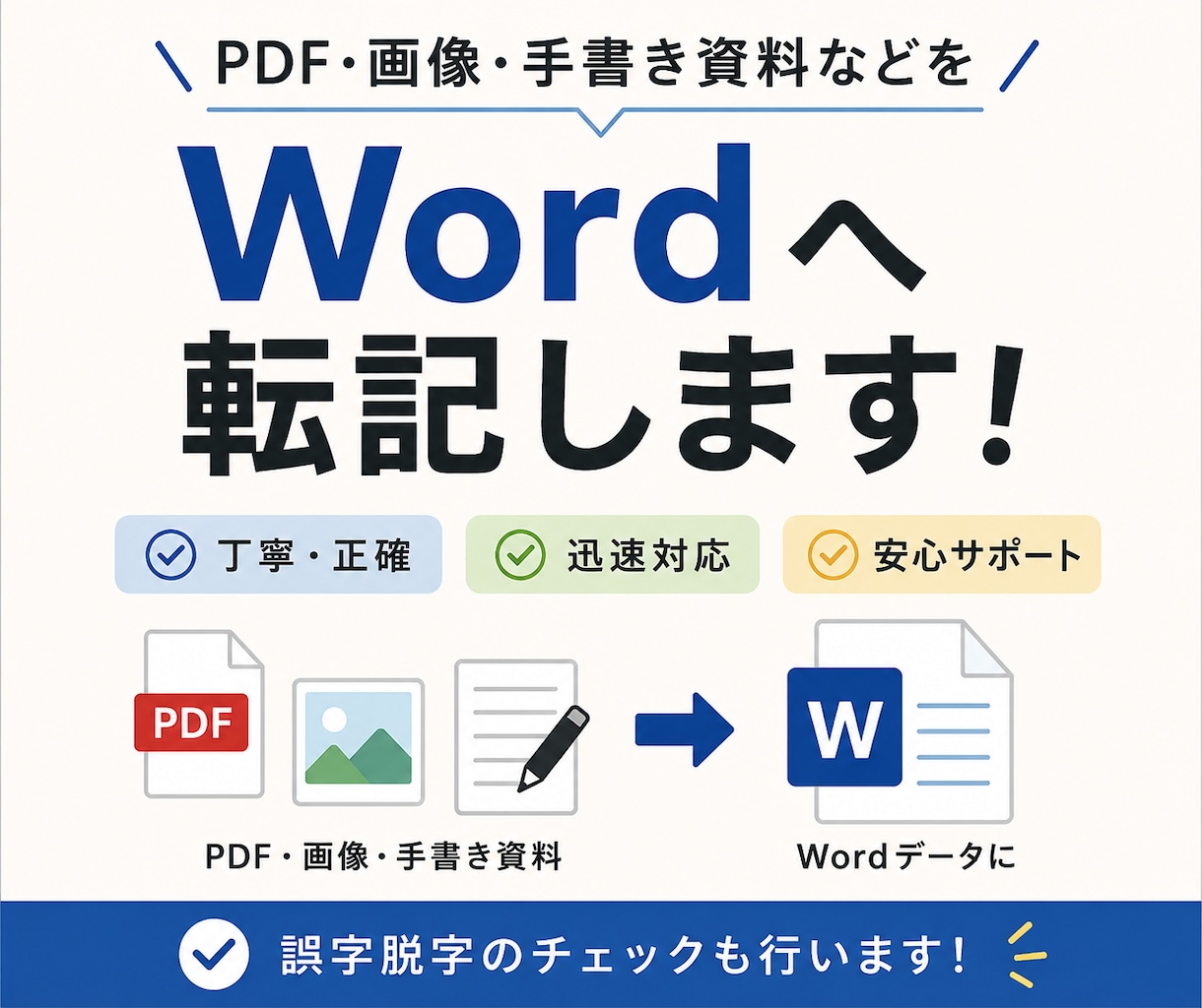 PDF・画像・手書き資料をWordに転記します 迅速・丁寧｜面倒な文字入力を代行します。 イメージ1