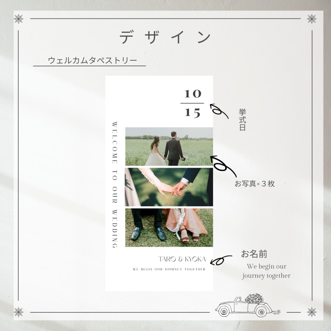 ウェルカムタペストリーつくります ウェルカムスペースに飾るだけでおしゃれになります イメージ2