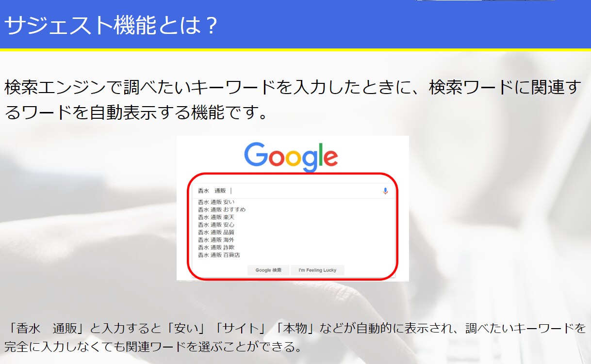 少額運用！検索でサジェスト表示させます Googleサジェストで好きなワードを表示可能！ イメージ2