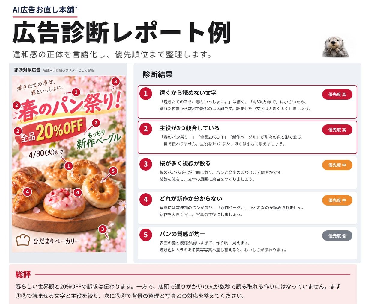 AIで作った広告の「なんか変かも？」を診断します 直す前に、まず原因を。しっくりこない理由を、言葉にします。 イメージ2