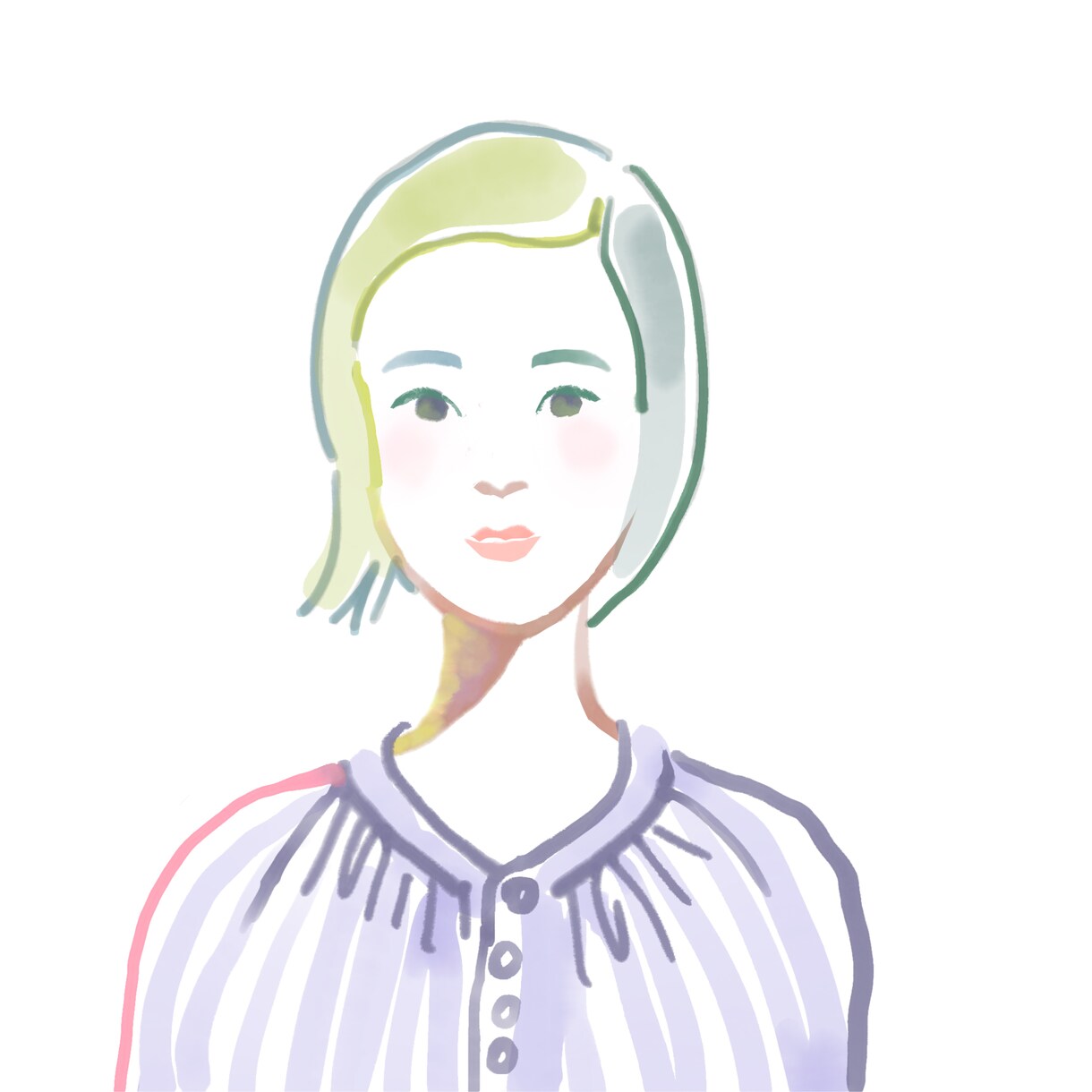 カラフルでおしゃれな水彩風似顔絵をお描きします ★手描きタッチがナチュラルでオシャレな似顔絵アイコン★ イメージ6