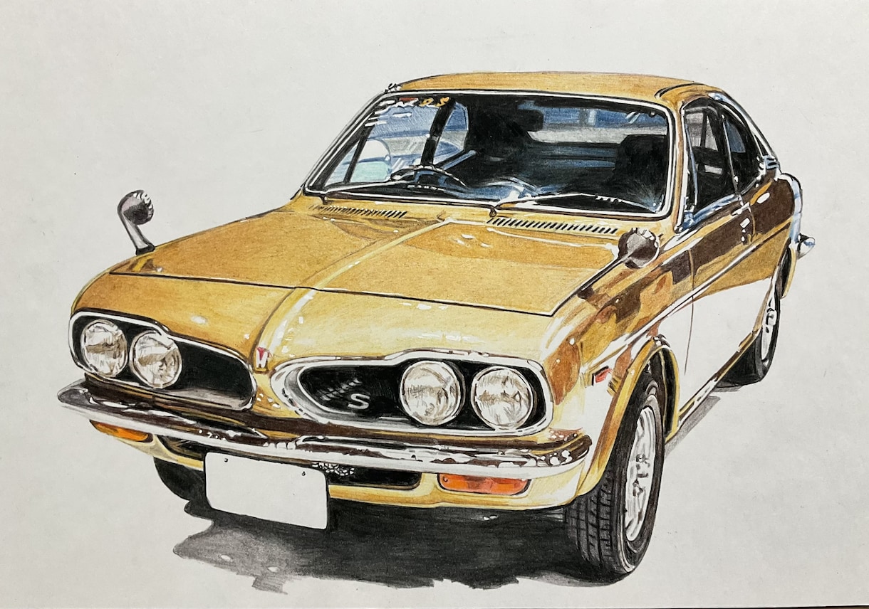 写真から車、バイクのリアルなイラストを描きます 色鉛筆で厚めのケント紙に描きます。 イメージ3