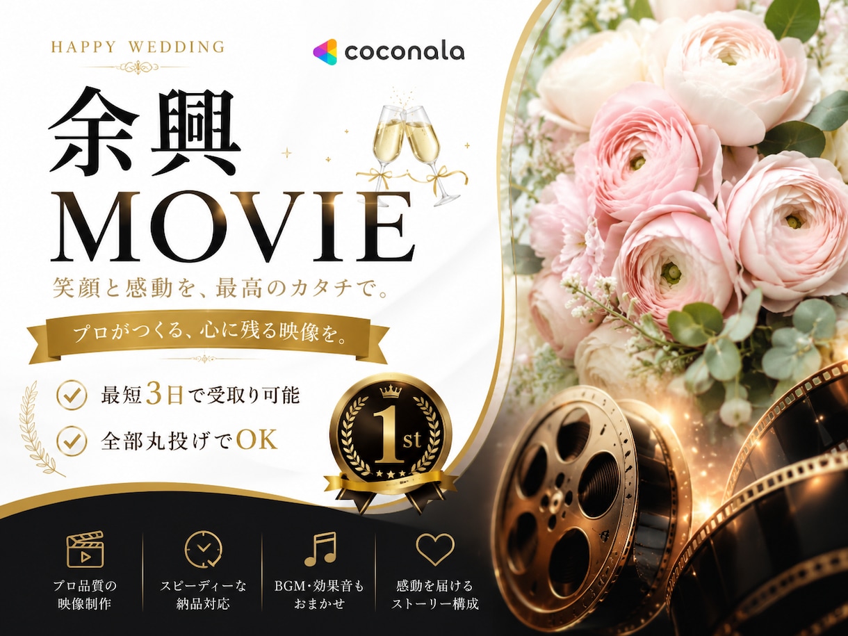 結婚式の余興ムービーを最短3日で作成いたします 結婚式の余興ムービーを感動的なものにしませんか？ イメージ1