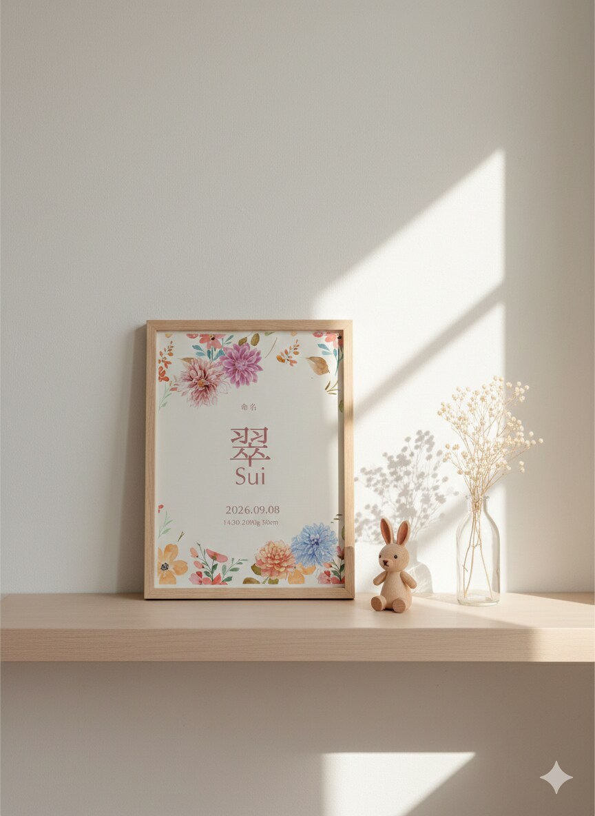 誕生花で彩るボタニカル命名書を心を込めて作成します 世界にひとつの大切な思いを形に。 イメージ1
