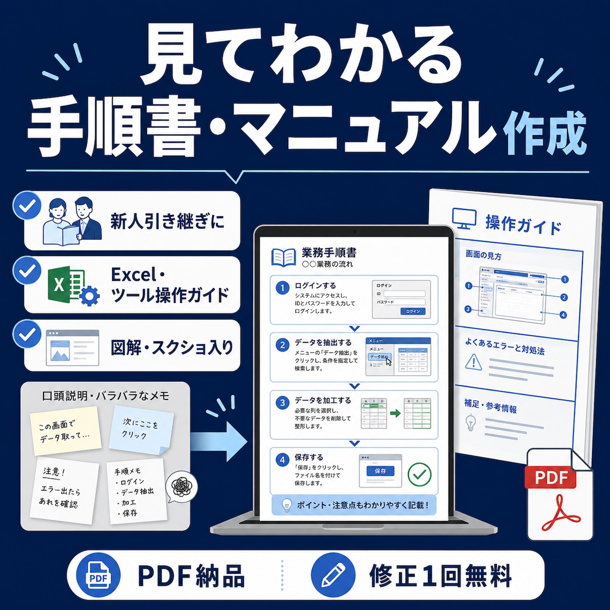 業務手順をわかりやすいマニュアルに整理します 総販売4件｜本人確認済｜図解で新人も迷わない手順書 イメージ1