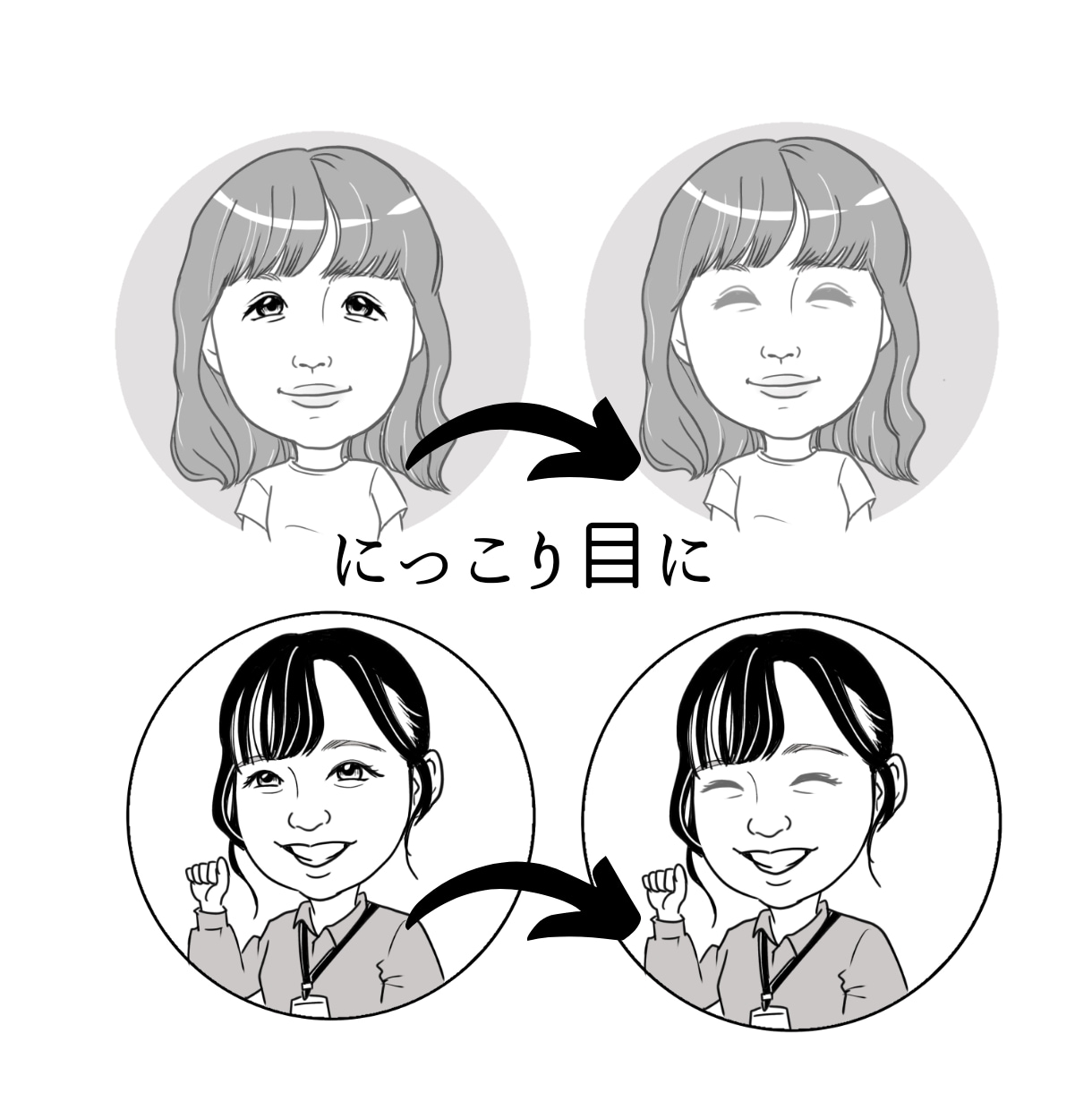仕事に使える似顔絵アイコンを作成します 目元にっこり、笑顔で印象に残る似顔絵！ イメージ3