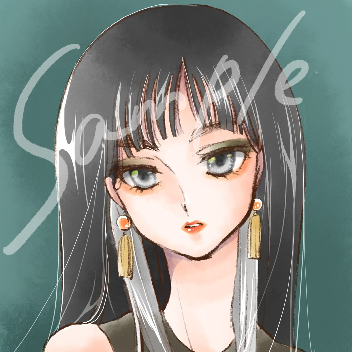 ばっちりメイクの女の子のアイコン描きます SNS用スクエアアイコン。髪型メイク指定OK！ イメージ2