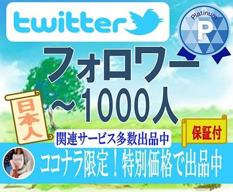 Twitterフォロワー最大1000人増やします 【完全日本人】アクティブユーザーのフォロワー増加拡散 イメージ1