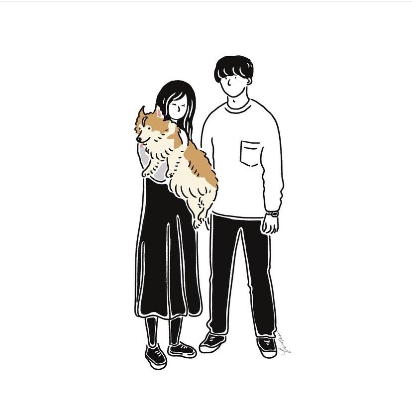 ペットと2ショットイラスト描いてます シンプルだけど温かみのあるイラストです イメージ8