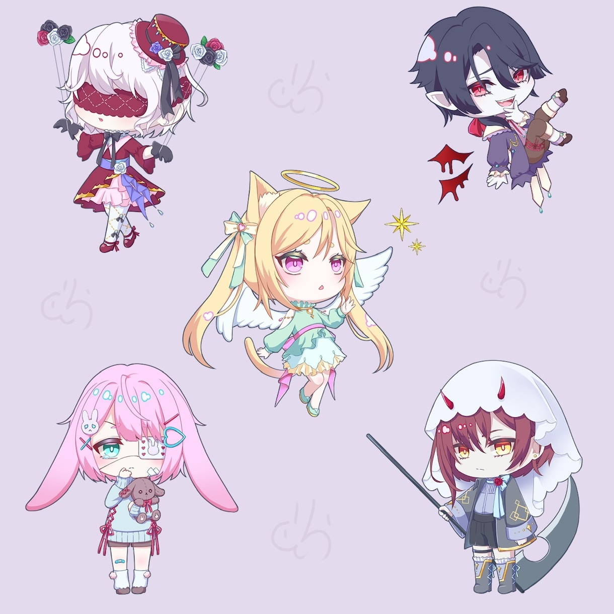可愛いミニキャラ描かせていただきます アイコンやグッズ、貴方のocのデフォルメ化も対応可！！ イメージ4