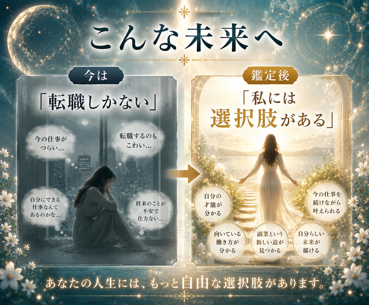 仕事・転職に迷って動けない…今できることを占います 転職だけが答えじゃない。今のあなたにできる事を一緒に見つける イメージ7