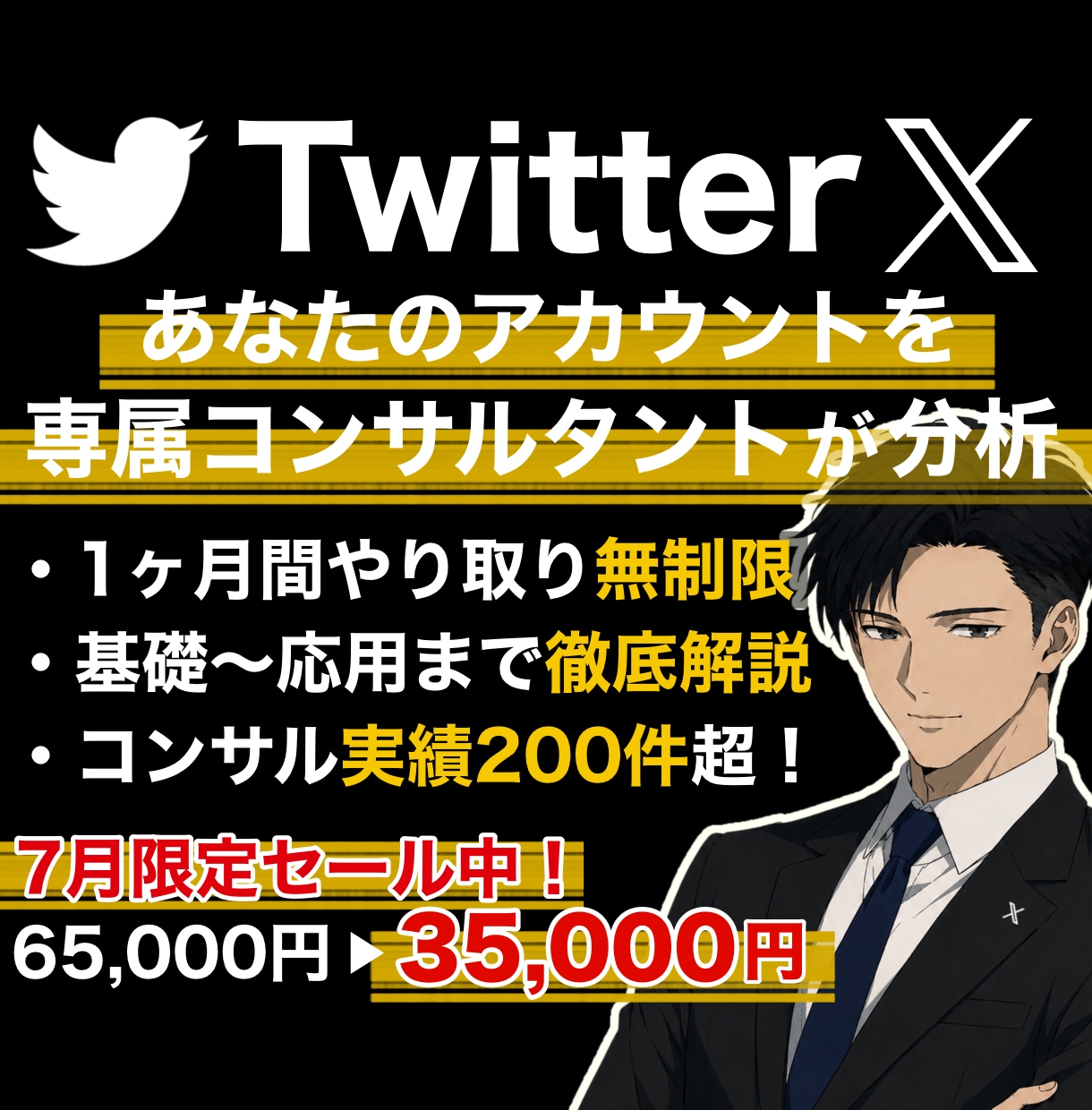X,Twitterをプロが１ヶ月徹底コンサルします あなたのアカウントに必要な運用戦略やXの解説など／質疑応答◎ イメージ1