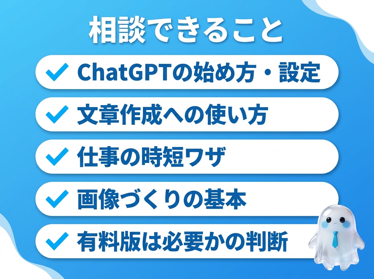ChatGPTの始め方をビデオ相談60分で教えます 毎日AIで発信する実務者と60分で「明日やること」を決めます イメージ3