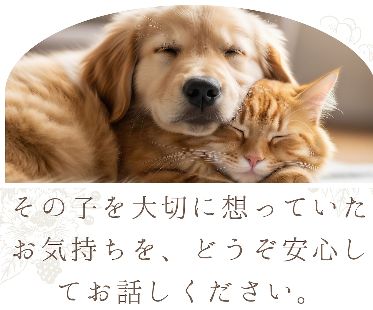 ペットロスの悲しみに寄り添います 悲しみや後悔も安心してお話しください イメージ1