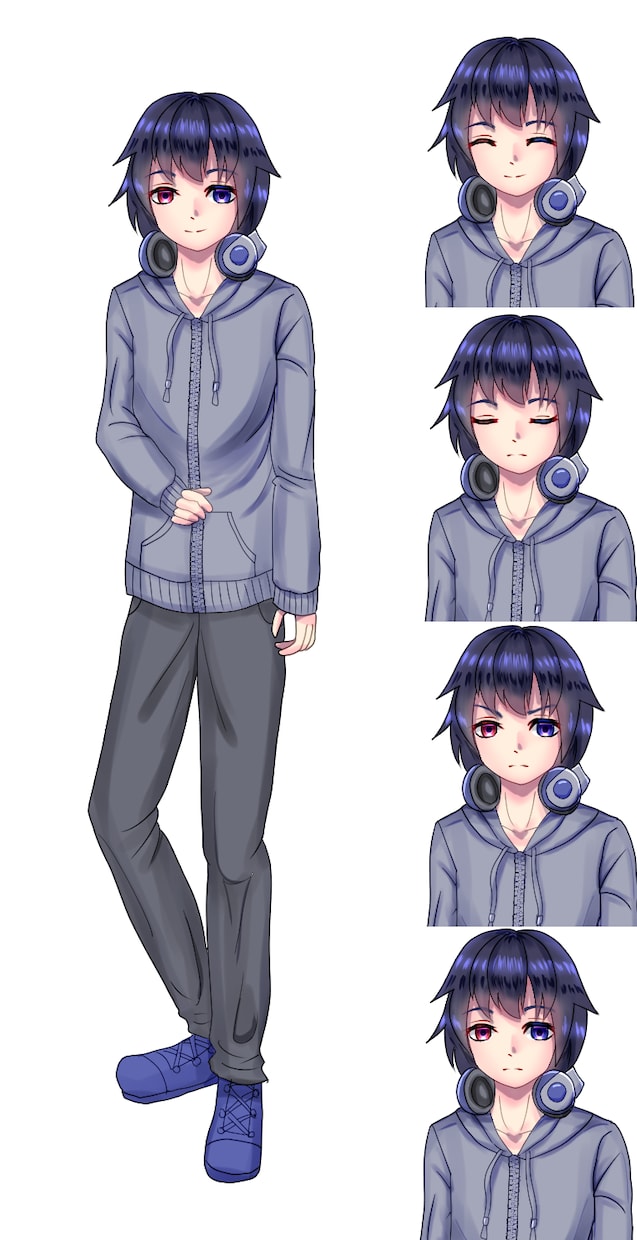 キャラクター立ち絵一枚+表情差分４枚まで描きます ゲームや動画に使えるオリジナルの立ち絵を描きますよ！ イメージ4