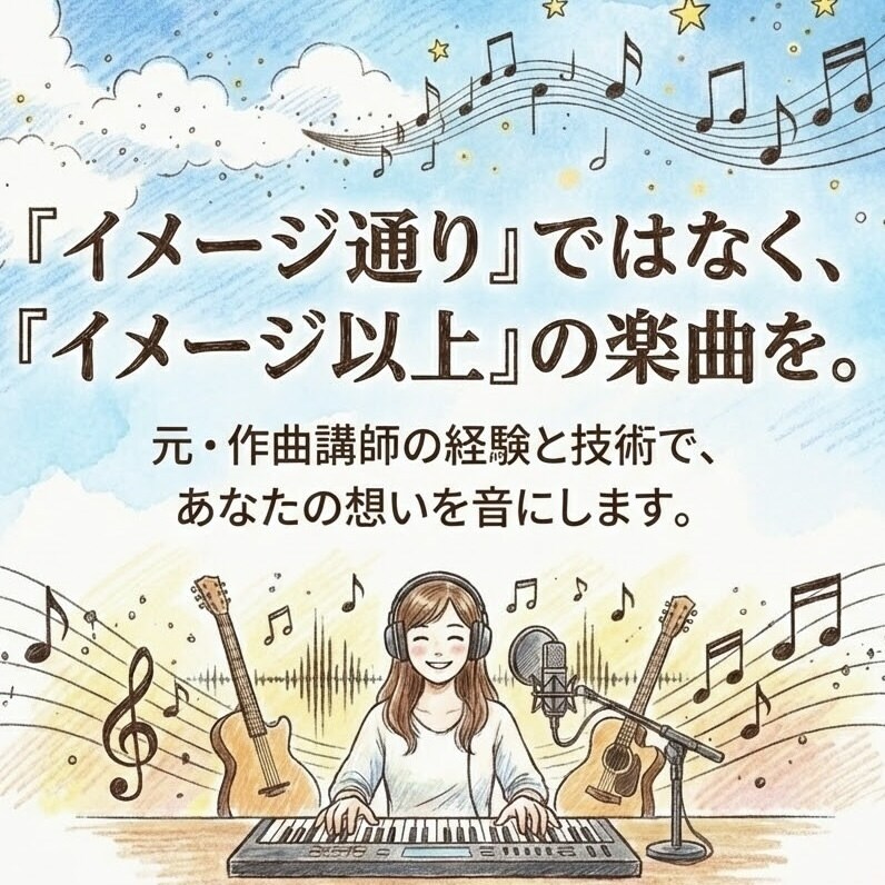 あなただけのオリジナル楽曲！元作曲講師が制作します 確かな経験。0からあなたと作詞作曲。ボーカル込・最短3日納品 イメージ1