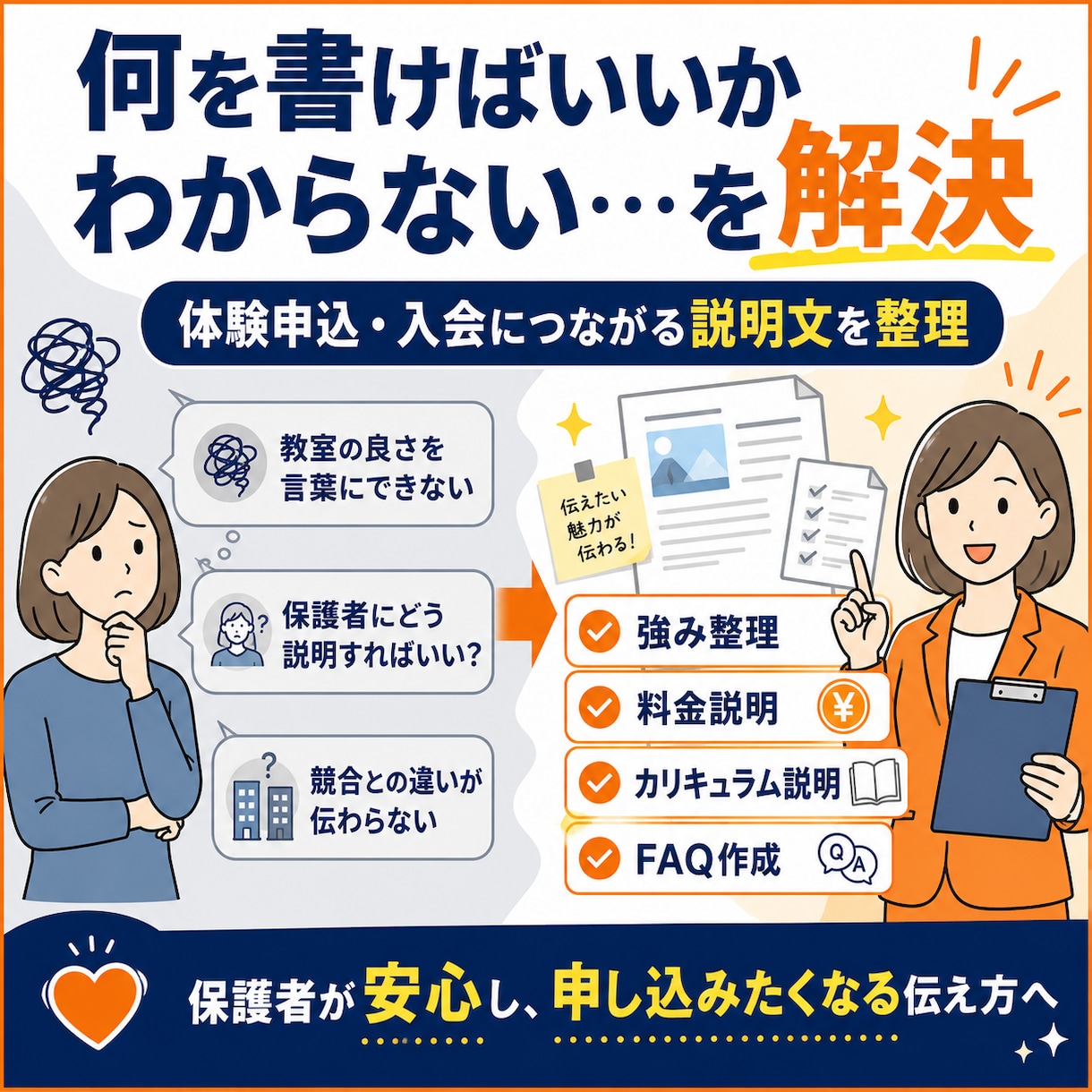 教育サービスの内容をわかりやすく整理します 保護者向け・チラシ原稿・HP文章・サービス資料まで対応します イメージ3