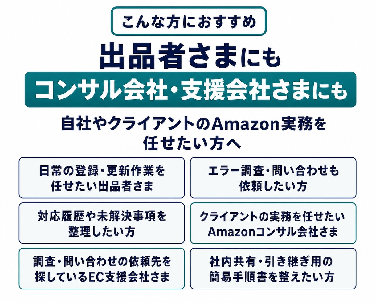 Amazonの運用代行とエラー調査の実務作業します 日常実務に加え、エラー調査・問い合わせ・手順整理まで イメージ3