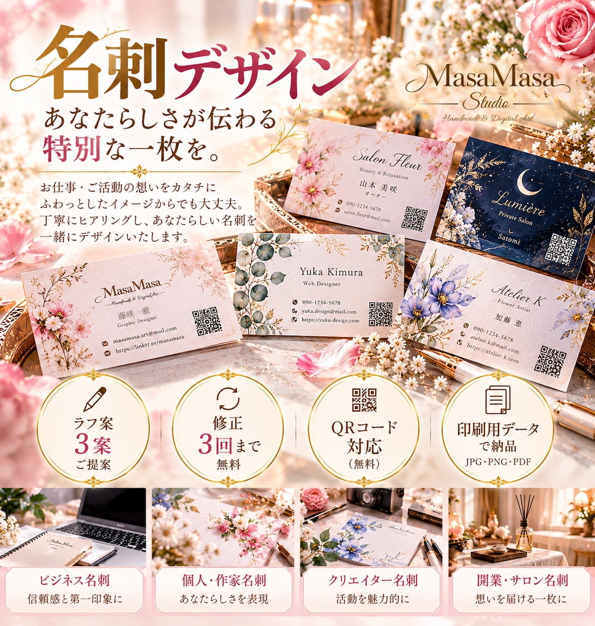 あなたらしさが伝わる名刺をデザインします ふわっとしたイメージから一緒に『好き』をカタチにしませんか？ イメージ1