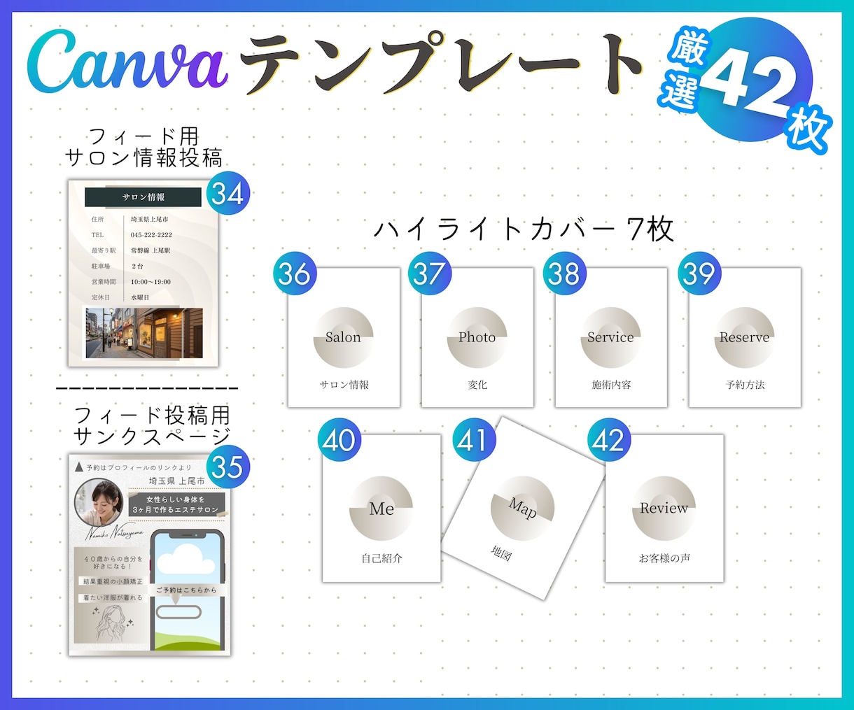 エステサロン専用・インスタテンプレート販売します 時短でプロ級の仕上がり！自由自在に変更してフィード投稿制作！ イメージ7