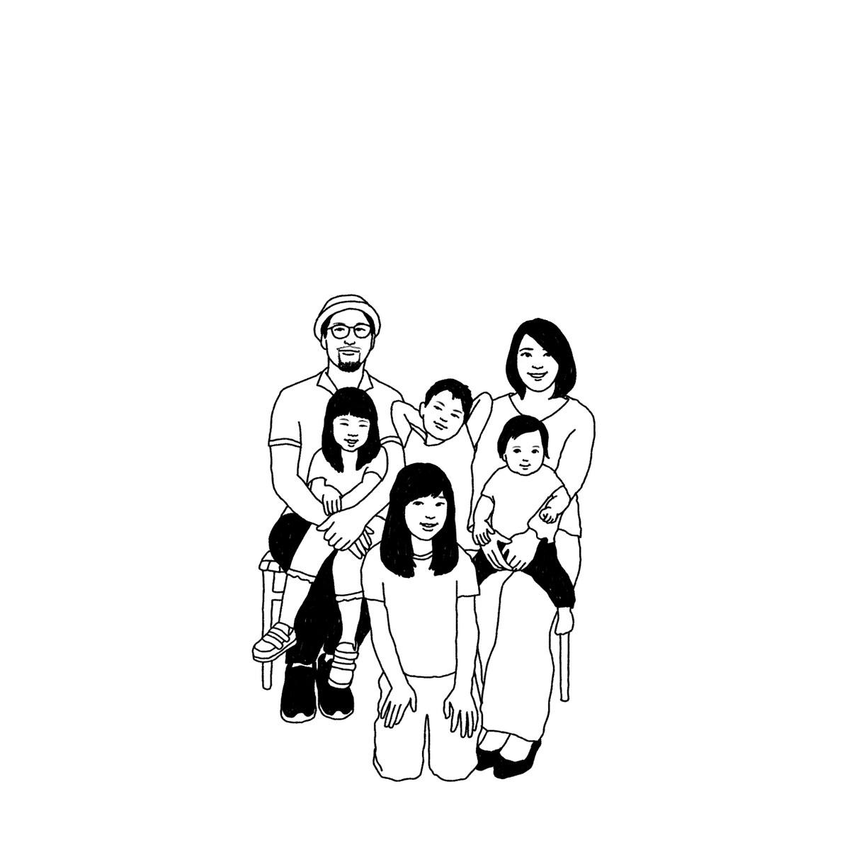 線画!お写真を元にご家族などのイラストを描きます 還暦祝い、結婚祝い、お誕生日のプレゼントなどに最適です。 イメージ5