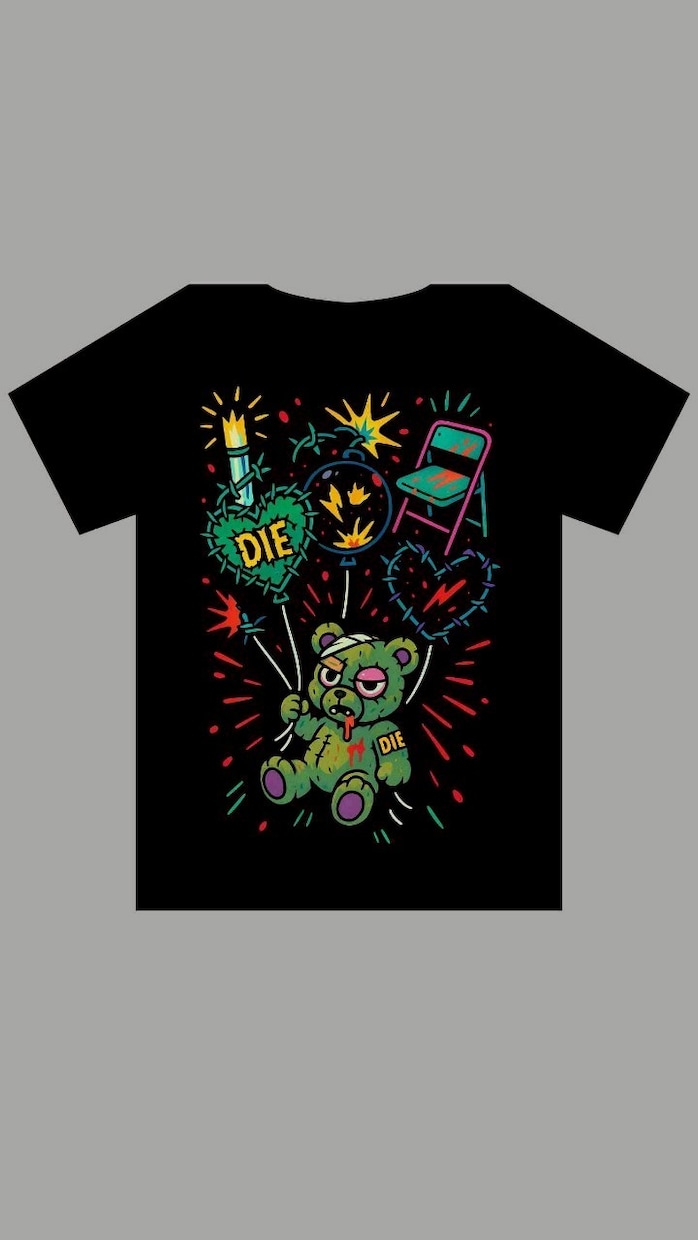 サブカル×ポップなTシャツイラスト制作します ゆるキャラ×バイオレンス。クセのあるポップ系Tシャツに！ イメージ1