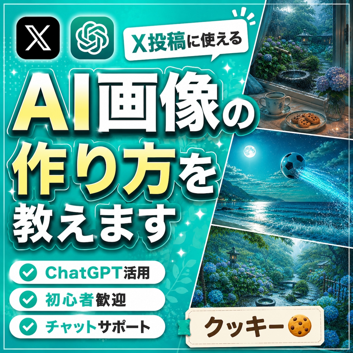X投稿に使えるAI画像の作り方を教えます 毎日のX運用で活用しているAI画像作成のコツをお伝えします イメージ1