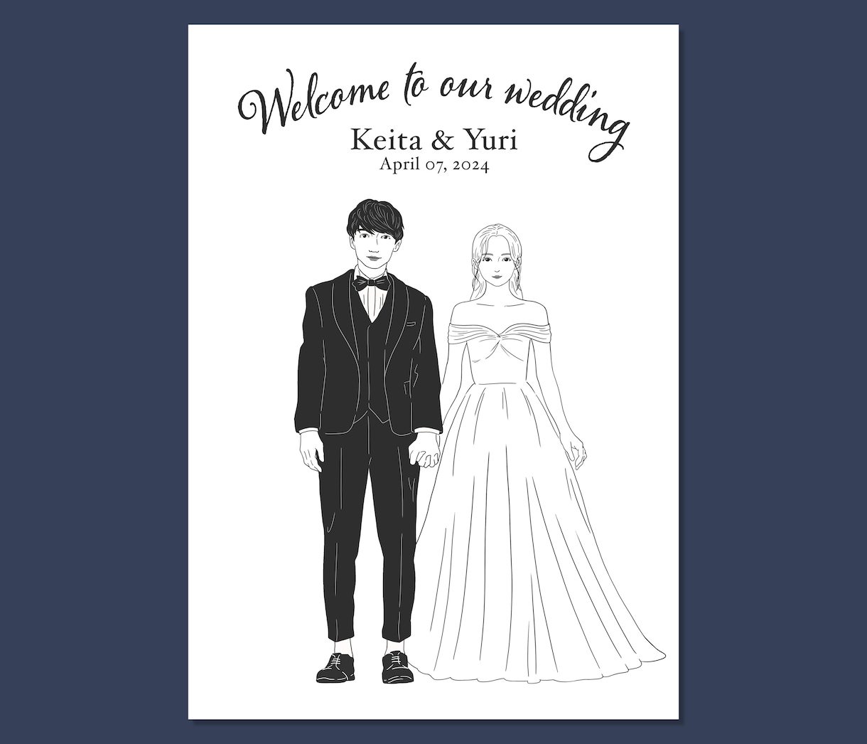 レトロモダンなウェディングイラスト作成します 上品でおしゃれな似顔絵イラストで素敵な結婚式のアイテムを✳︎ イメージ3