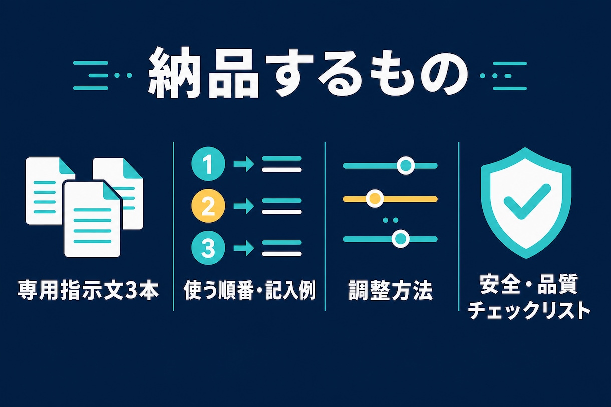 定型業務専用のAI指示文を3本作ります メール・議事録・週報をあなたの仕事用に整えます イメージ2