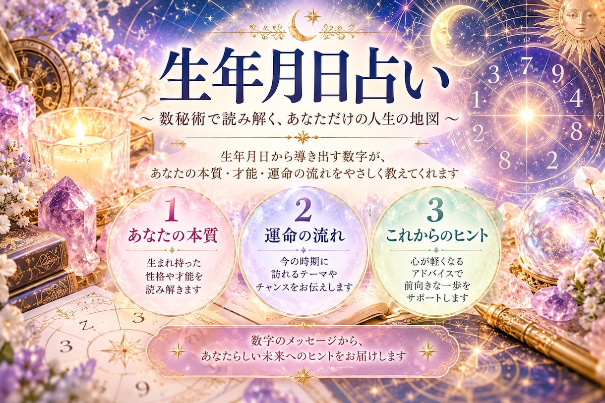 あなたの心に寄り添い優しく占います 生年月日とタロット３枚で恋愛や仕事の悩みに寄り添います イメージ3