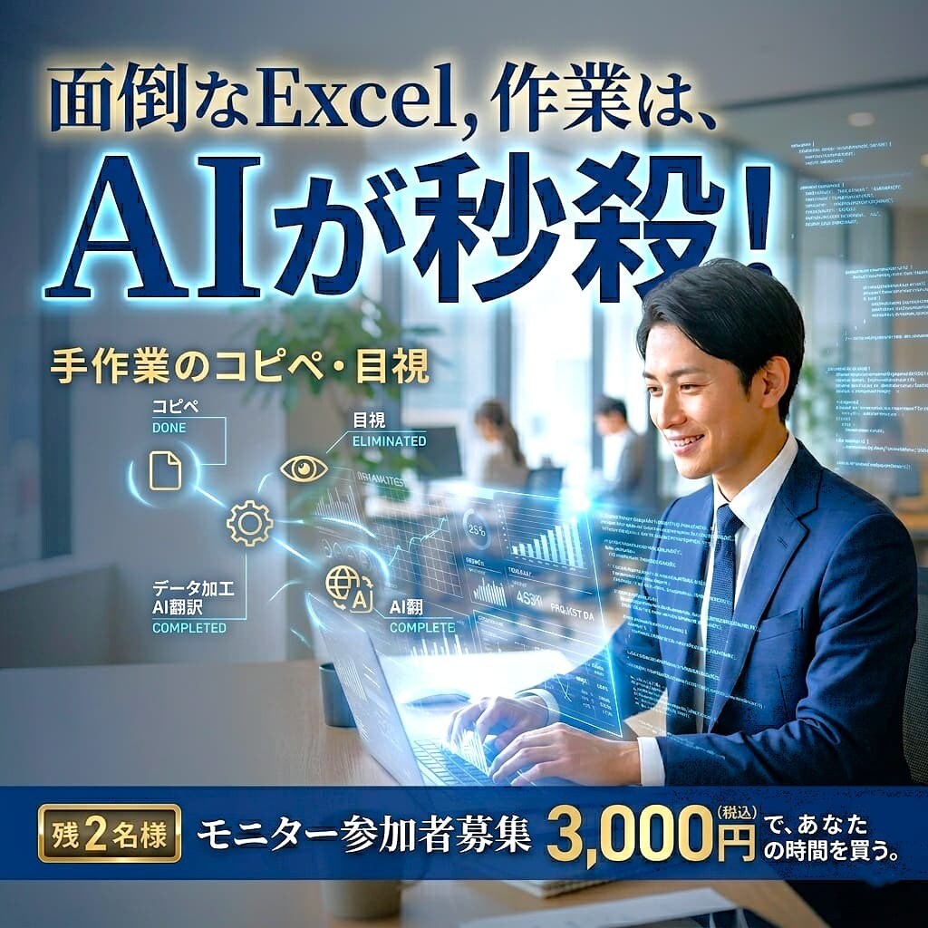 Excel/CSVデータ一括処理ＡＩツール作ります 手作業のデータ処理を全自動化！コピペ地獄を秒で終わらせます イメージ1