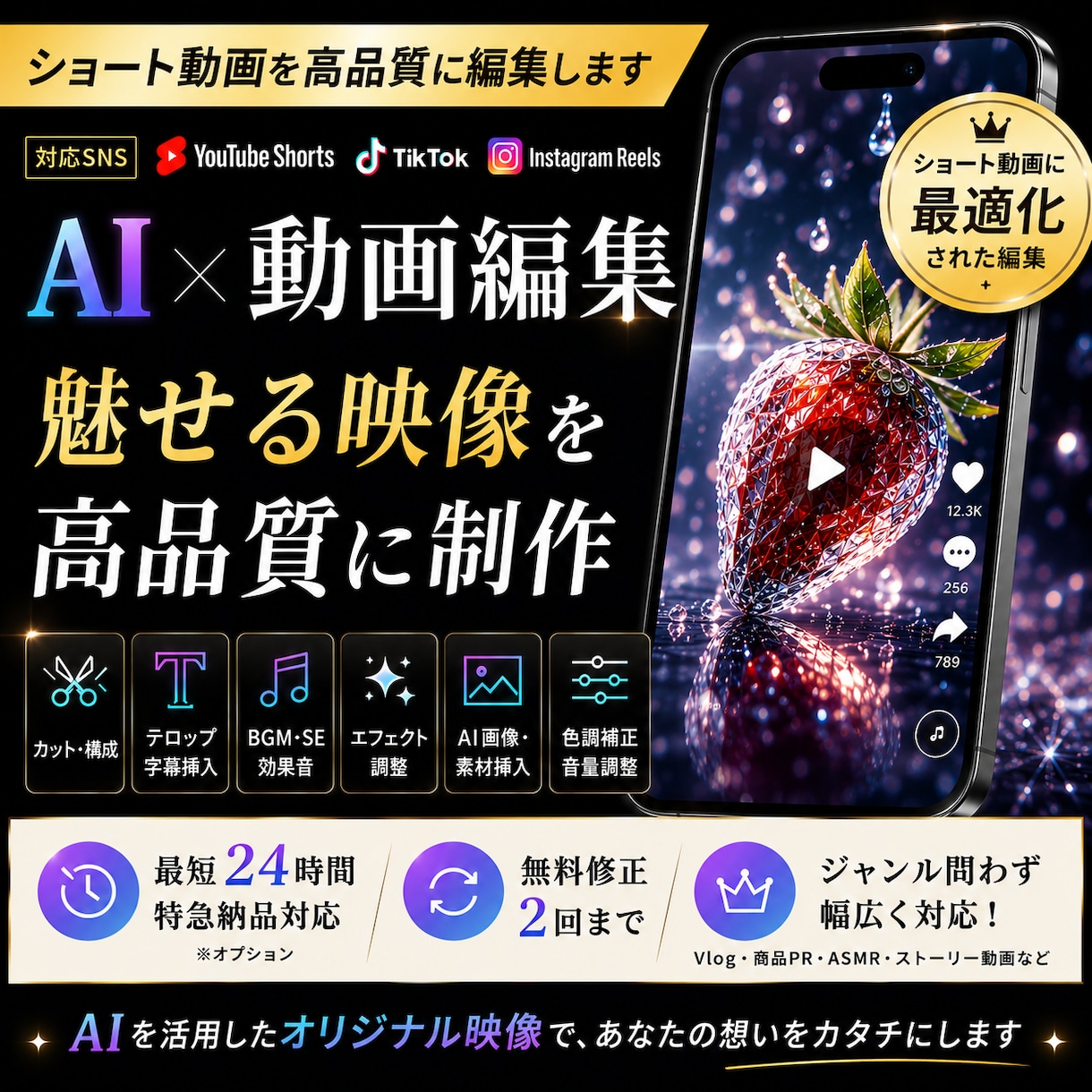 AIを活用した高品質なショート動画を編集します AI画像・AI動画で魅せる映像制作 イメージ1