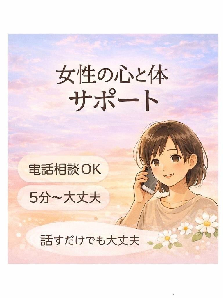 頑張りすぎる女性の心と体の悩みを優しくお聞きします 忙しいママ・女性のための安心できる電話相談 イメージ1