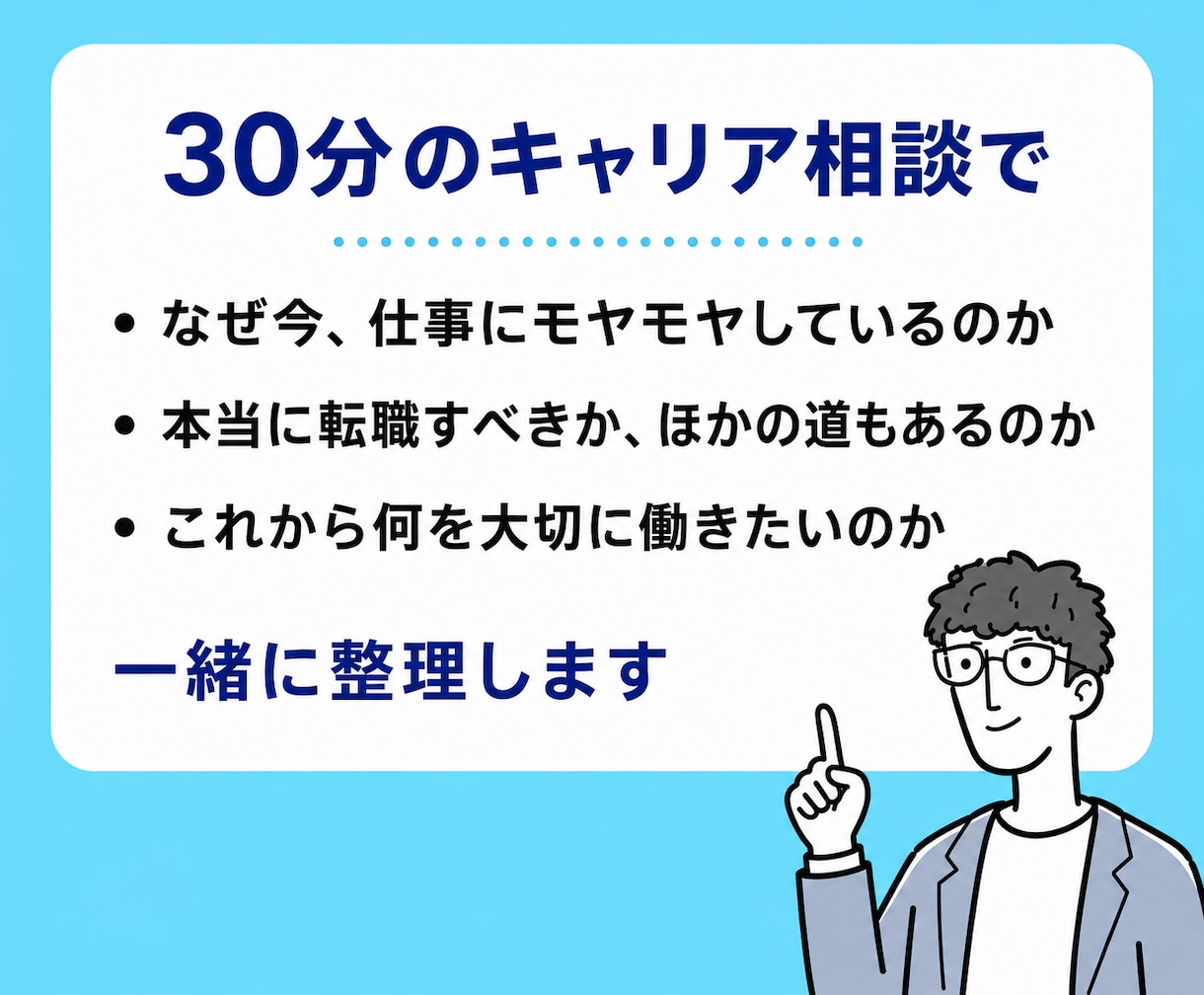 40代はキャリア、家庭、健康など悩み、整理します 国家資格キャリアコンサルタントと30分の心の整理しませんか イメージ4