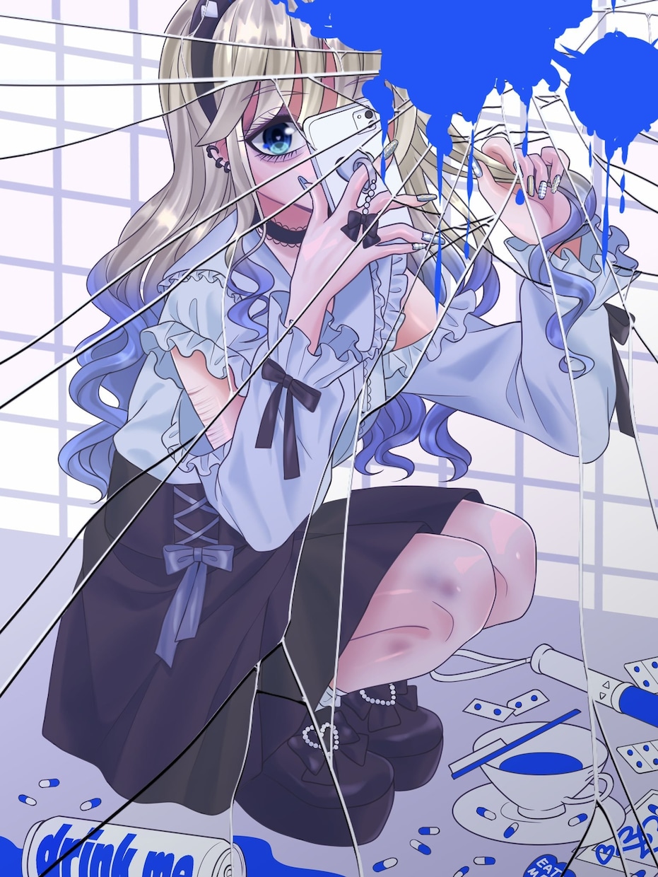 地雷女ちゃんのイラスト描きます 地雷系や量産型の女の子や、どこかダークな可愛い絵を描きます。 イメージ1